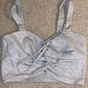 Lace up gray crop top